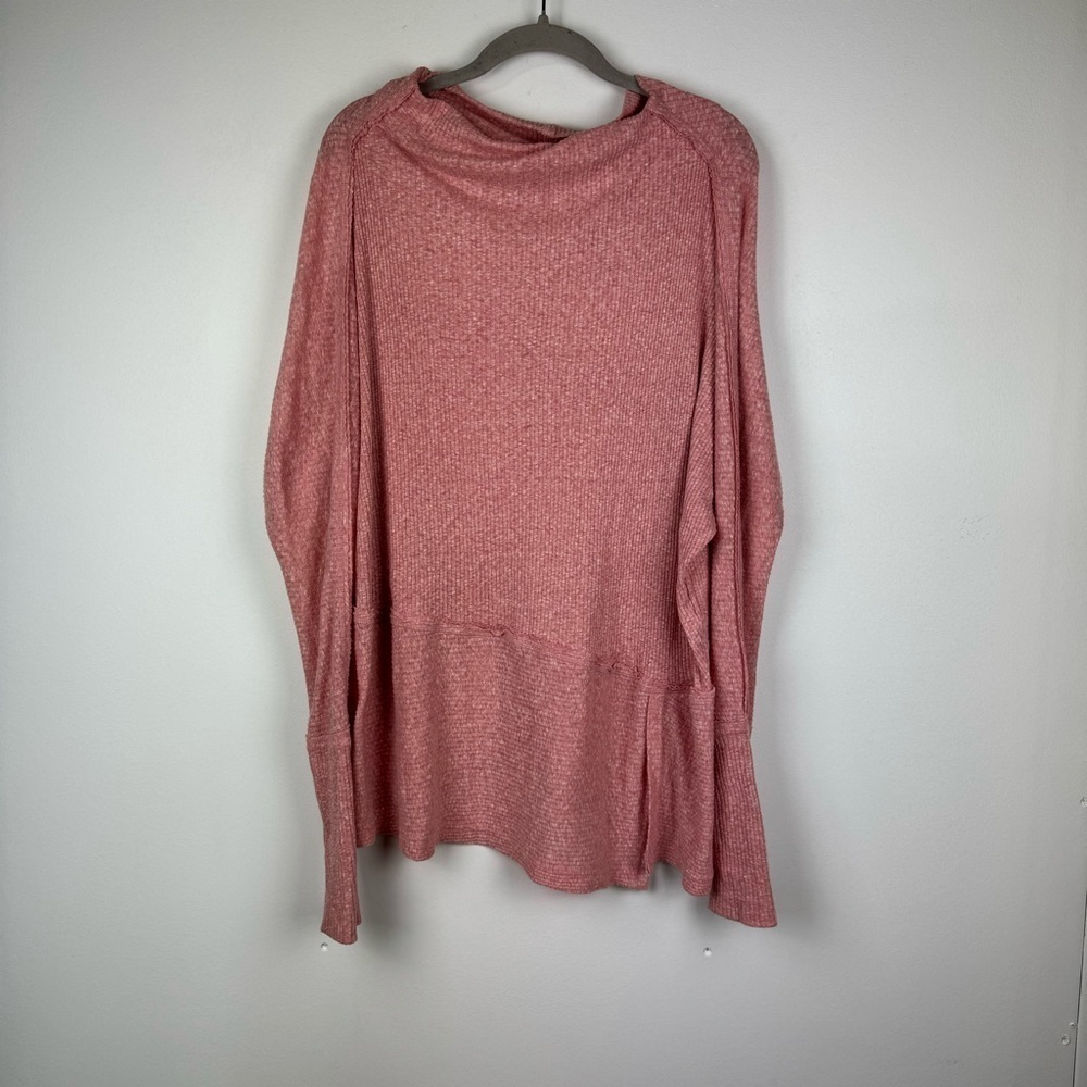 We the Free People Pink Londontown Thermal Oversized Boatneck Top, Size Small